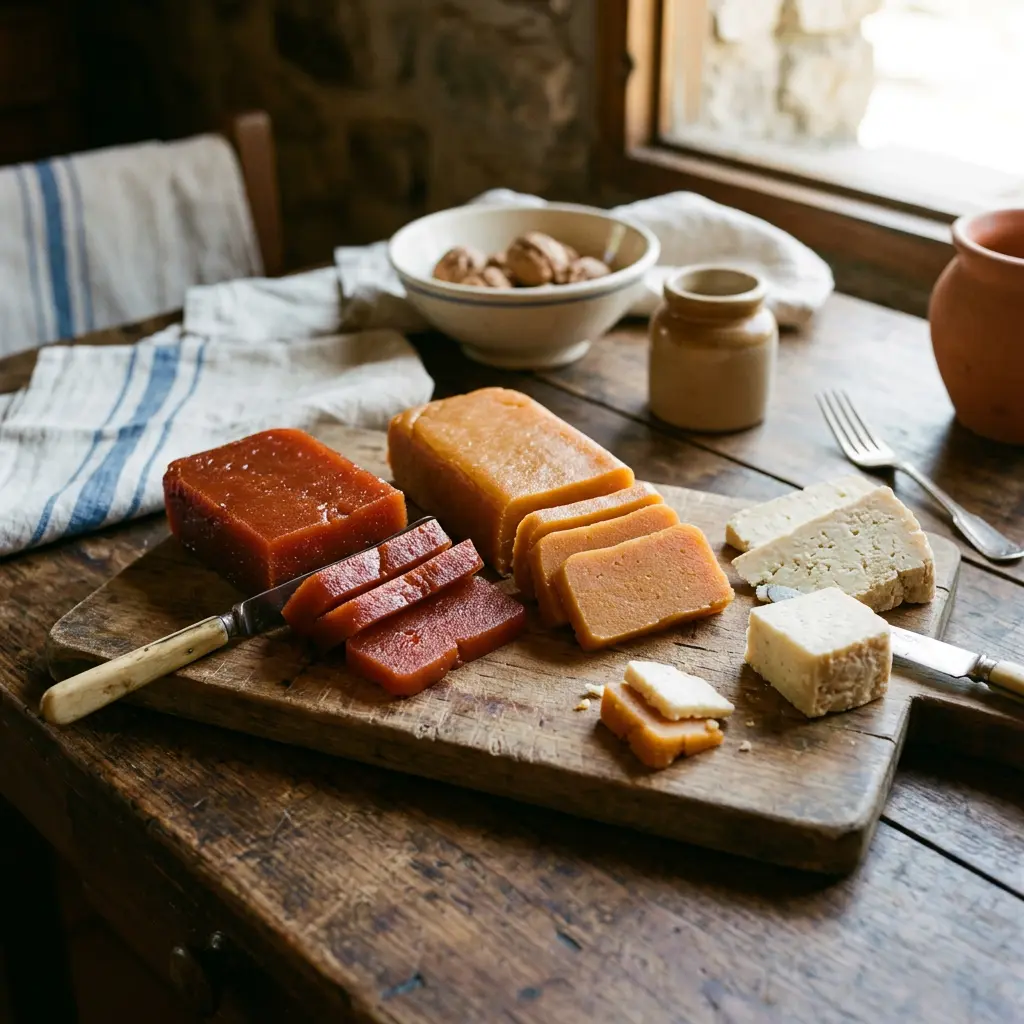 Dulces regionales caseros cortados sobre una tabla